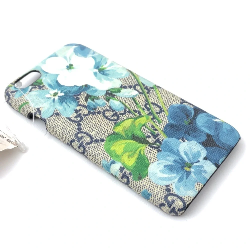 GUCCI Beige Blue Floral GG Monogram Logo Apple IPhone6 Phone Case NEW